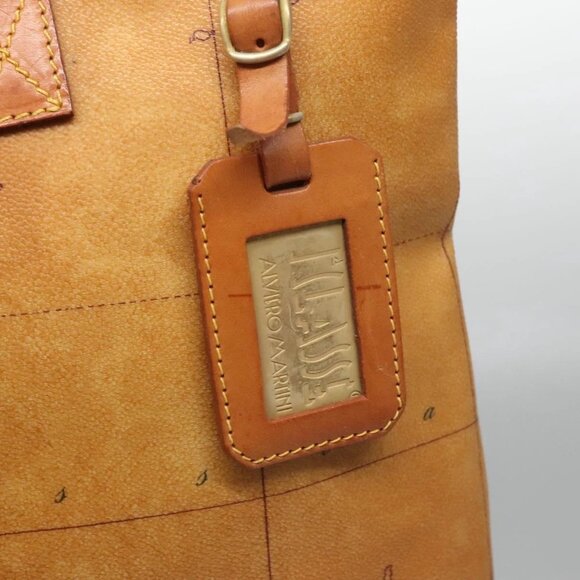 PRIMA CLASSE Hand Bag Leather PVC Beige Brown gold Auth - Picture 6 of 16